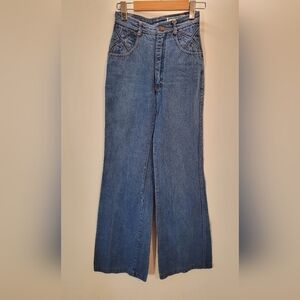 Huk-a-poo By Gamin Vintage 70s High Rise Cross Pockets Flare Jeans - Size 23-24"